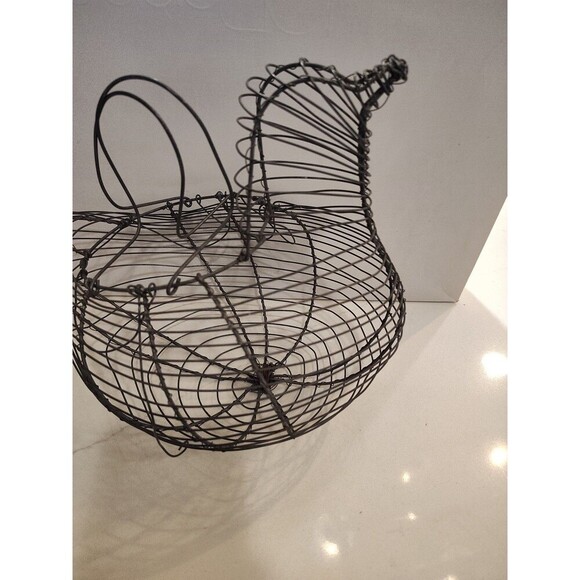 VTG Wire Egg Basket Hen Chicken Bird Metal Handles Farm Homestead 11.5 X 8.5” - Picture 5 of 8